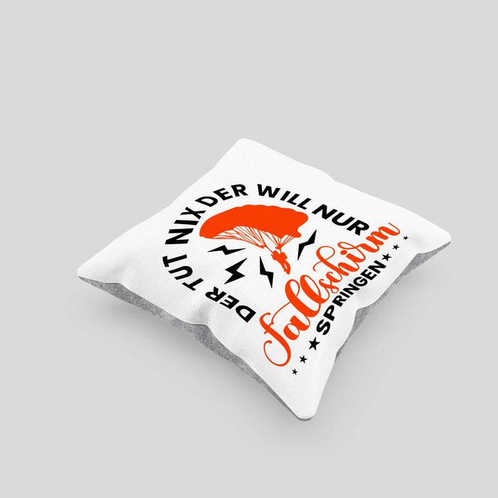 Kissen mit Füllung 40x40 Fallschirmspringer Geschenk Spruch Geschenkidee Fallschirm Springer (Grau) Grau Trendation