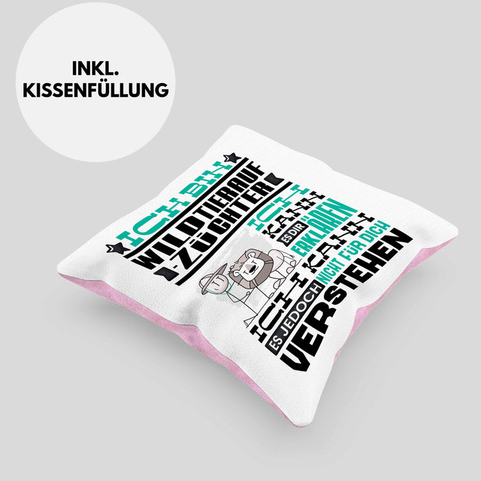 Wildtieraufzüchter Geschenk Kaffee-Kissen mit Füllung 40x40 Geschenkidee für Wildtieraufzüchter Ich Bin Wildtieraufzüchter Ich Kann Es Dir Erklären Jedoch Nicht Für Dich Verstehen Spruch Lustig (Grau) Rosa Trendation