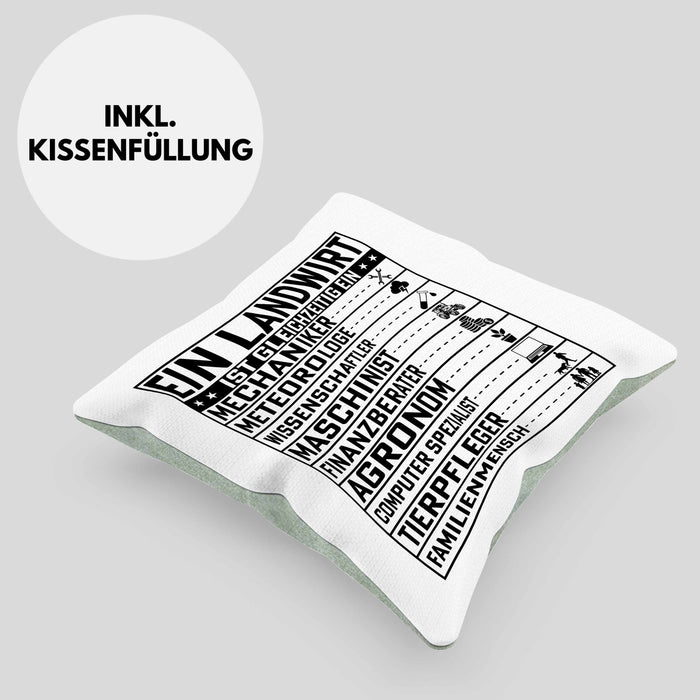 Landwirt Geschenk Kissen mit Füllung 40x40 Lustiger Spruch Geschenkidee Ein Landwirt Ist Gleichzeitig Ein (Grau) Grün Trendation