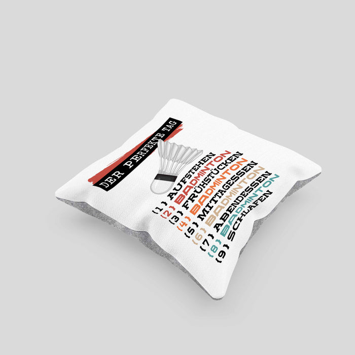 Der tolle Tag Badminton Spieler Kissen mit Füllung 40x40 Geschenk Spruch (Grau) Grau Trendation