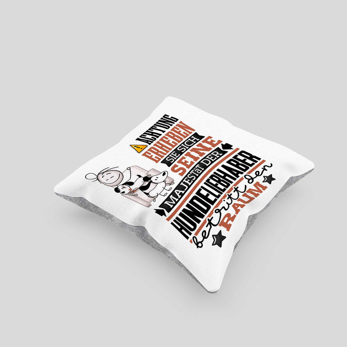 Hundeliebhaber Geschenk Kissen mit Füllung 40x40 Lustiger Spruch Erheben Sie Sich Der Hundeliebhaber Betritt den Raum (Grau) Grau Trendation