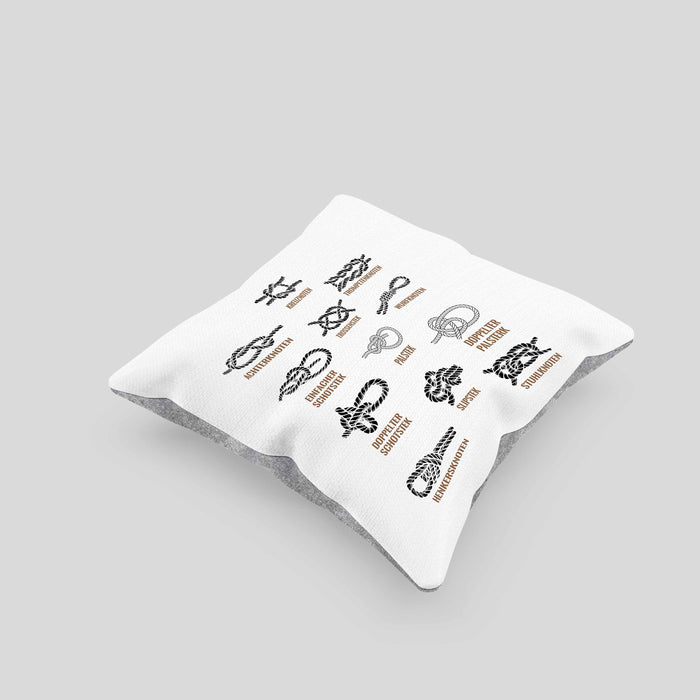 Seemannsknoten Kissen mit Füllung 40x40 Geschenk Segeln und Motorboot Arten Von Knoten (Grau) Grau Trendation