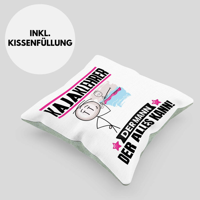 Kajaklehrer Kissen mit Füllung 40x40 Geschenk für Kajaklehrer Der Mann Der Alles Kann Geschenkidee zum Geburtstag (Grau) Grün Trendation