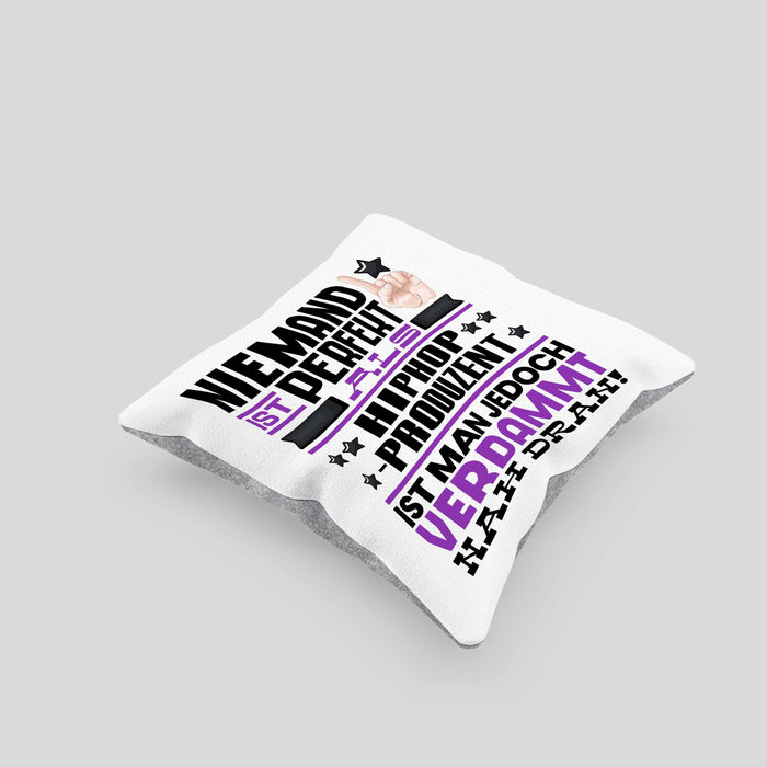 Hiphop-Produzent Geschenk Kissen mit Füllung 40x40 Lustige Geschenkidee für Hiphop-Produzent Geburtstag Niemand Ist Perfekt Aber Als Hiphop-Produzent Ist Man Nah Dran (Grau) Grau Trendation