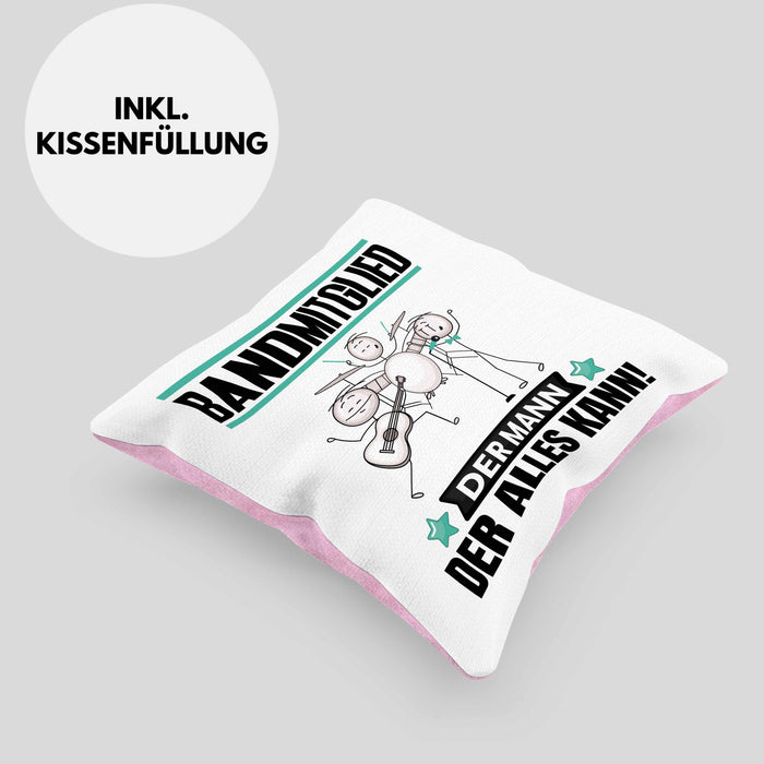 Bandmitglied Kissen mit Füllung 40x40 Geschenk für Bandmitglied Der Mann Der Alles Kann Geschenkidee zum Geburtstag (Grau) Rosa Trendation