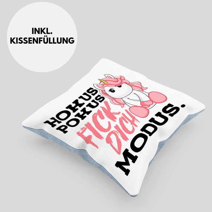 Lustige Ich Hasse Menschen Kissen mit Füllung 40x40 Mit Spruch Einhorn Geschenk Mama Freundin Kollegin Geschenkidee Arbeit Frauen (Grau) Blau Trendation