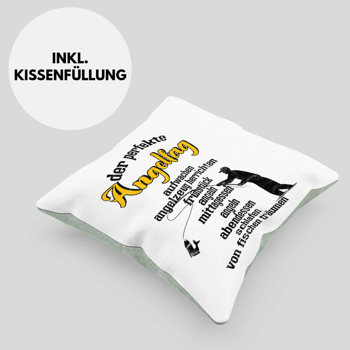 Kissen mit Füllung 40x40 für Angler Geschenk für Fischer Geschenkidee (Grau) Grün Trendation
