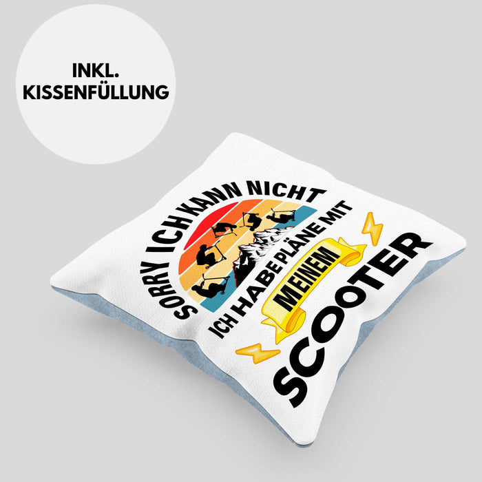 Scooter Roller Fahrer Geschenk Kissen mit Füllung 40x40 Scooterfahrer Geschenkidee Scooting Geschenkidee Jungs Profi Scooterfahrer Pro Grafik Stunts (Grau) Blau Trendation