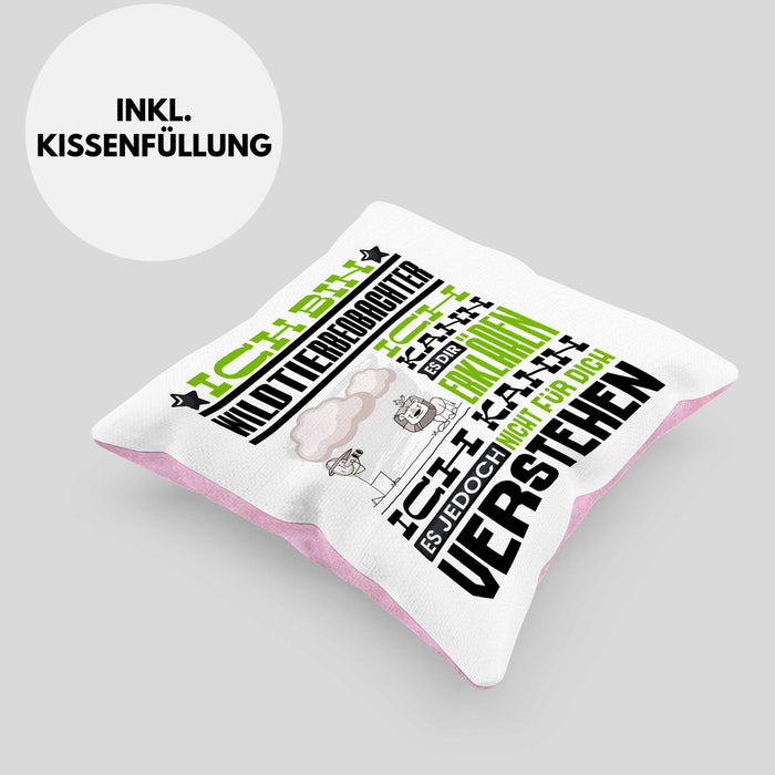 Wildtierbeobachter Geschenk Kaffee-Kissen mit Füllung 40x40 Geschenkidee für Wildtierbeobachter Ich Bin Wildtierbeobachter Ich Kann Es Dir Erklären Jedoch Nicht Für Dich Verstehen Spruch Lustig (Grau) Rosa Trendation