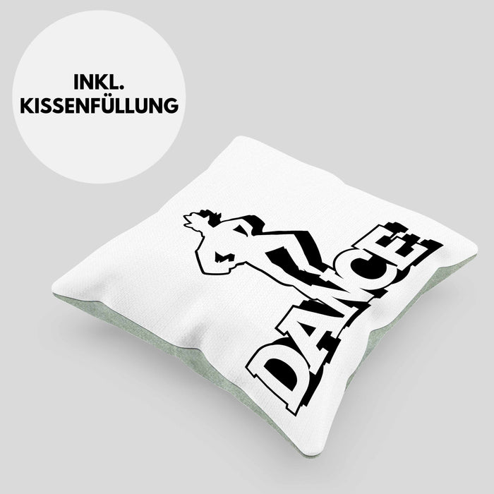 Lustige Tänzer Kissen mit Füllung 40x40 Geschenk für Tänzer und Tänzerinnen "Dance" (Grau) Grün Trendation