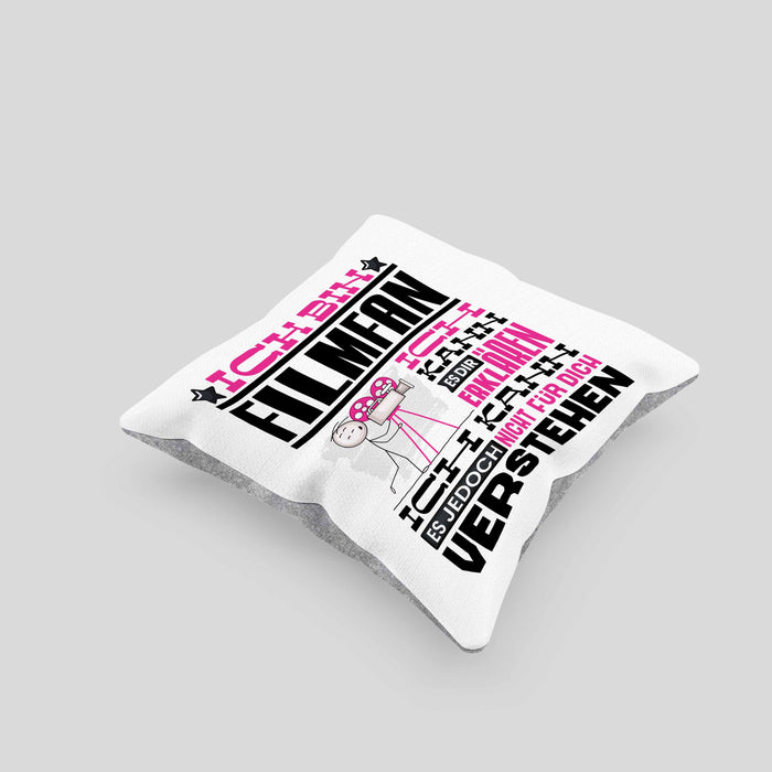 Filmfan Geschenk Kaffee-Kissen mit Füllung 40x40 Geschenkidee für Filmfan Ich Bin Filmfan Ich Kann Es Dir Erklären Jedoch Nicht Für Dich Verstehen Spruch Lustig (Grau) Grau Trendation