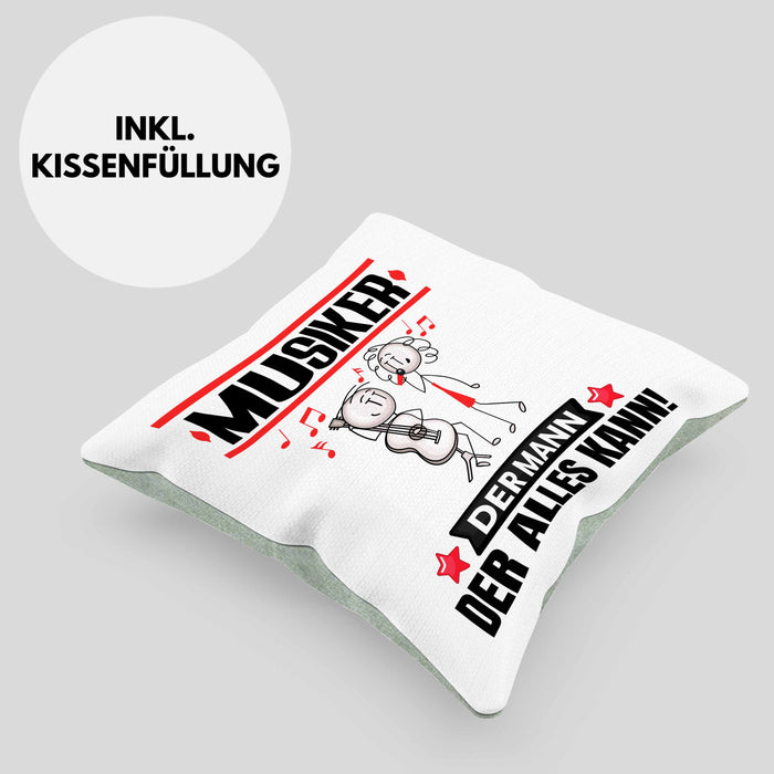 Musiker Kissen mit Füllung 40x40 Geschenk für Musiker Der Mann Der Alles Kann Geschenkidee zum Geburtstag (Grau) Grün Trendation