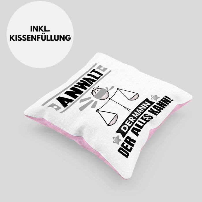 Anwalt Kissen mit Füllung 40x40 Geschenk für Anwalt Der Mann Der Alles Kann Geschenkidee zum Geburtstag (Grau) Rosa Trendation