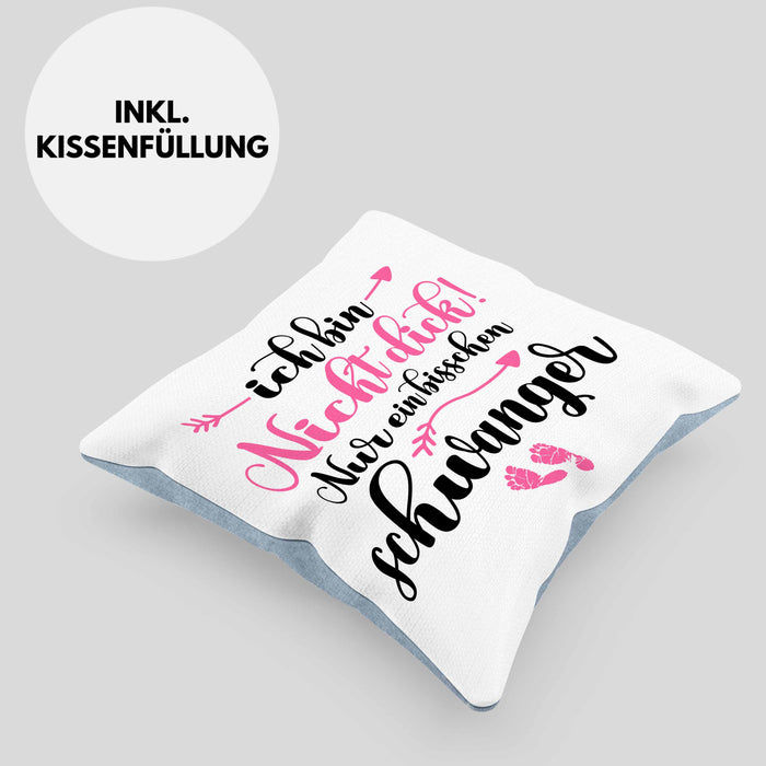 Kissen mit Füllung 40x40 Ich Bin Nicht Dick Ich Bin Schwanger Geschenk Überraschung Schwangerschaftsverkündung (Grau) Blau Trendation