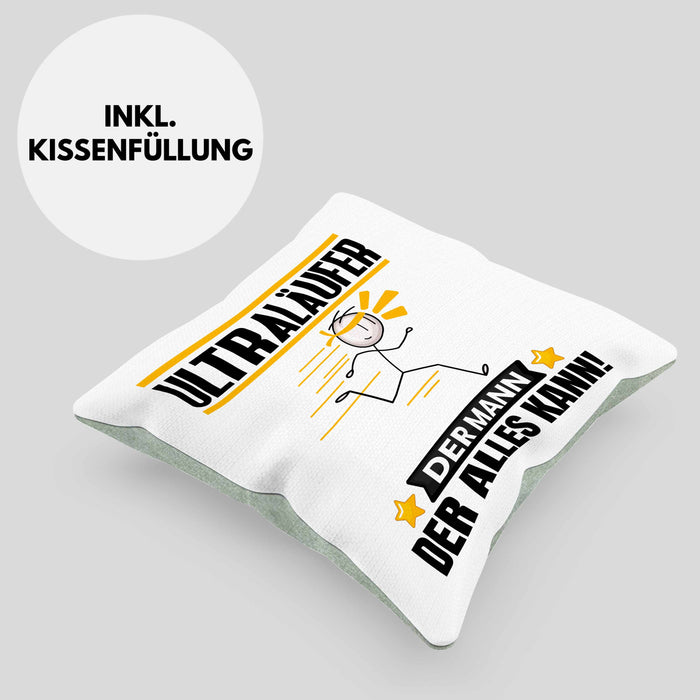Ultraläufer Kissen mit Füllung 40x40 Geschenk für Ultraläufer Der Mann Der Alles Kann Geschenkidee zum Geburtstag (Grau) Grün Trendation