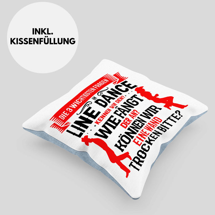 Line Dance Kissen mit Füllung 40x40 Geschenk Spruch Linedance KafffeeKissen mit Füllung 40x40 Sprüche (Grau) Blau Trendation