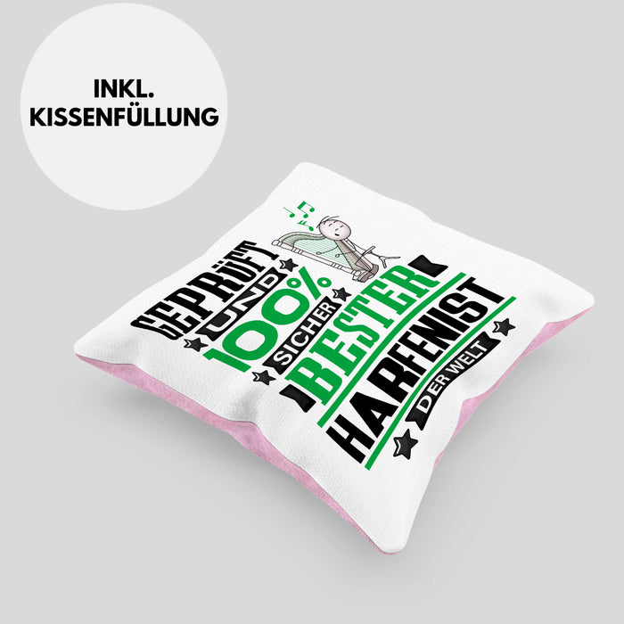 Harfenist Geschenk Lustiger Spruch für Harfenist Geschenkidee Bester Harfenist Der WeltKissen mit Füllung 40x40 (Grau) Rosa Trendation