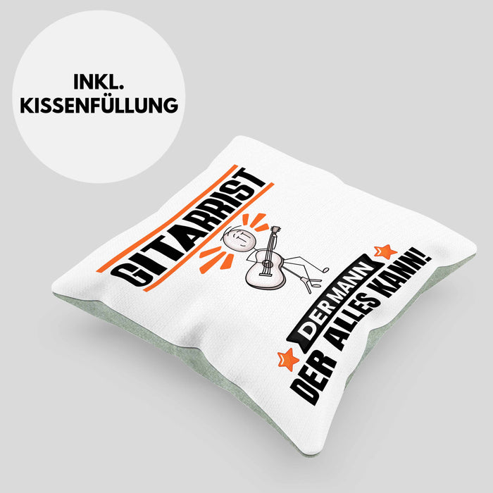 Gitarrist Kissen mit Füllung 40x40 Geschenk für Gitarrist Der Mann Der Alles Kann Geschenkidee zum Geburtstag (Grau) Grün Trendation