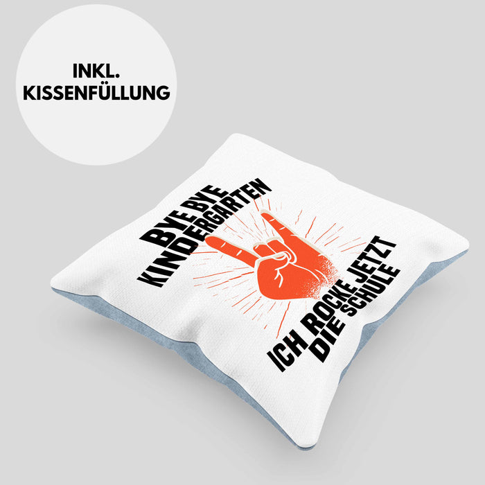 Kita Abgänger 2024 Schulstart Kissen mit Füllung 40x40 Geschenk Jungen Einschulung Schulanfang Erster Schultag (Grau) Blau Trendation