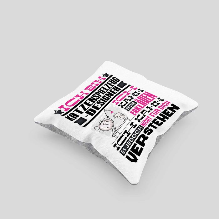 Katzenspielzeug-Designer Geschenk Kaffee-Kissen mit Füllung 40x40 Geschenkidee für Katzenspielzeug-Designer Ich Bin Katzenspielzeug-Designer Ich Kann Es Dir Erklären Jedoch Nicht Für Dich Verstehen Spruch Lustig (Grau) Grau Trendation