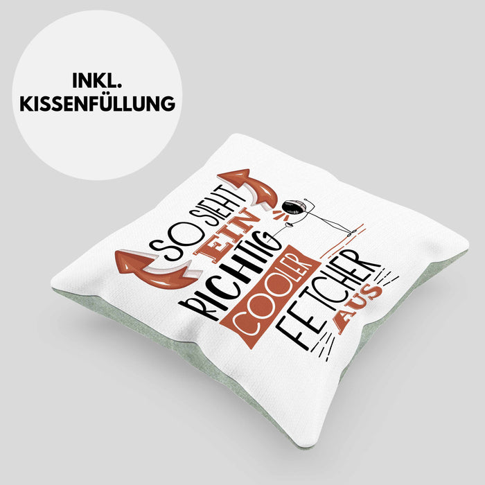 Fetcher Kissen mit Füllung 40x40 Geschenk So Sieht Ein Richtig Cooler Fetcher Aus Geschenkidee Spruch Lustig (Grau) Grün Trendation