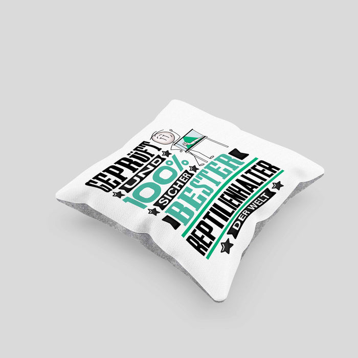 Reptilienhalter Geschenk Lustiger Spruch für Reptilienhalter Geschenkidee Bester Reptilienhalter Der WeltKissen mit Füllung 40x40 (Grau) Grau Trendation