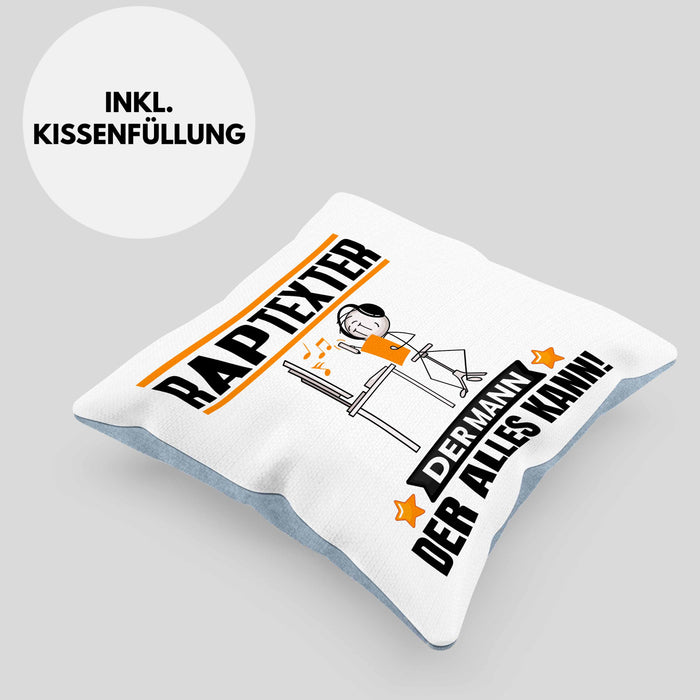 Raptexter Kissen mit Füllung 40x40 Geschenk für Raptexter Der Mann Der Alles Kann Geschenkidee zum Geburtstag (Grau) Blau Trendation