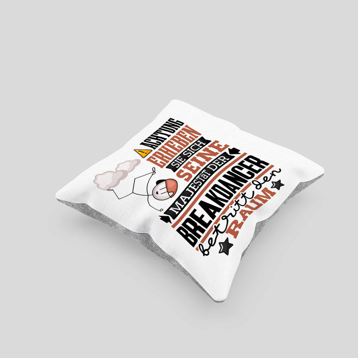 Breakdancer Geschenk Kissen mit Füllung 40x40 Lustiger Spruch Erheben Sie Sich Der Breakdancer Betritt den Raum (Grau) Grau Trendation