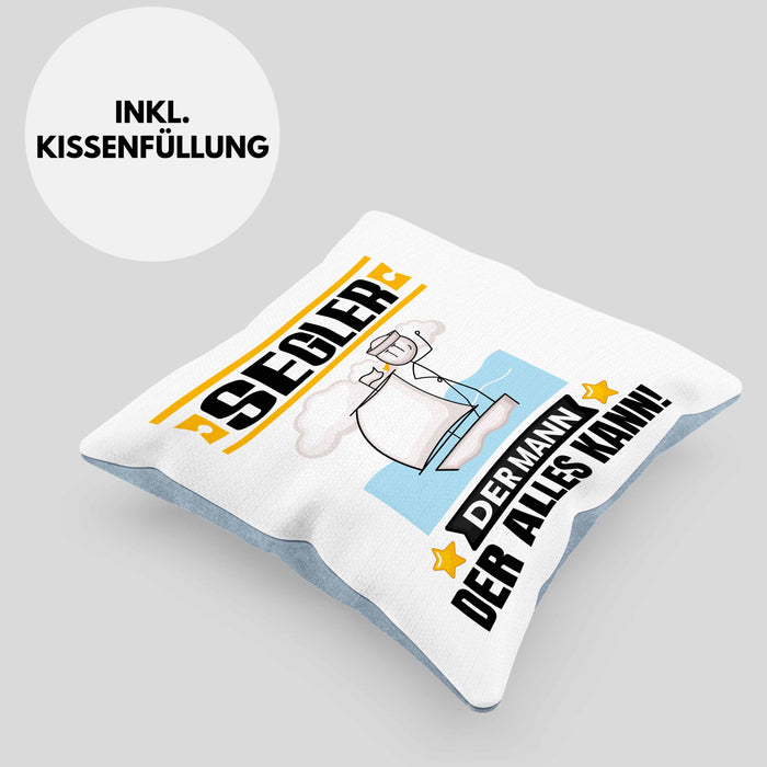 Segler Kissen mit Füllung 40x40 Geschenk für Segler Der Mann Der Alles Kann Geschenkidee zum Geburtstag (Grau) Blau Trendation