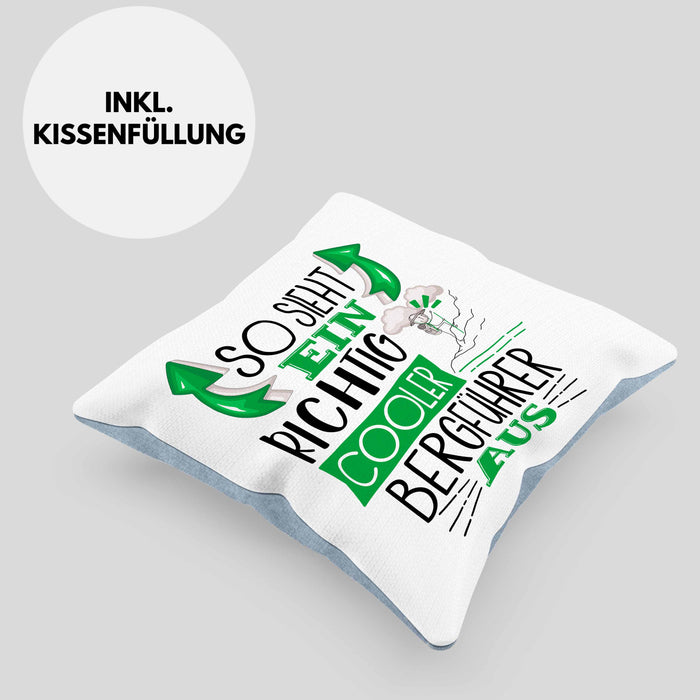 So Sieht Ein Richtig Cooler Bergführer Aus Kissen mit Füllung 40x40 Geschenk für Bergführer Geburtstag Geschenkdiee (Grau) Blau Trendation