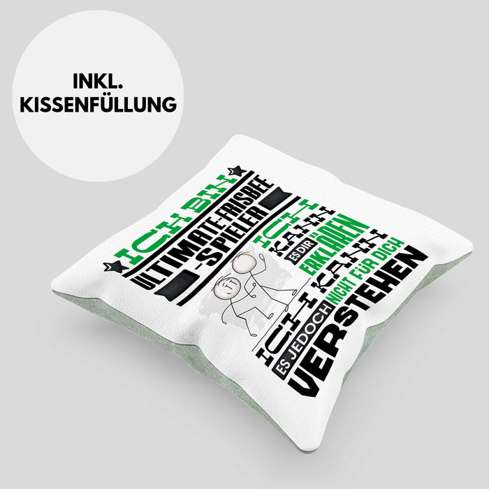 Ultimate-Frisbee-Spieler Geschenk Kaffee-Kissen mit Füllung 40x40 Geschenkidee für Ultimate-Frisbee-Spieler Ich Bin Ultimate-Frisbee-Spieler Ich Kann Es Dir Erklären Jedoch Nicht Für Dich Verstehen Spruch Lustig (Grau) Grün Trendation