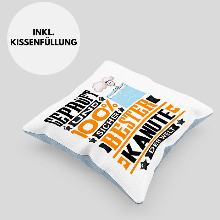 Kanute Geschenk Lustiger Spruch für Kanute Geschenkidee Bester Kanute Der WeltKissen mit Füllung 40x40 (Grau) Blau Trendation
