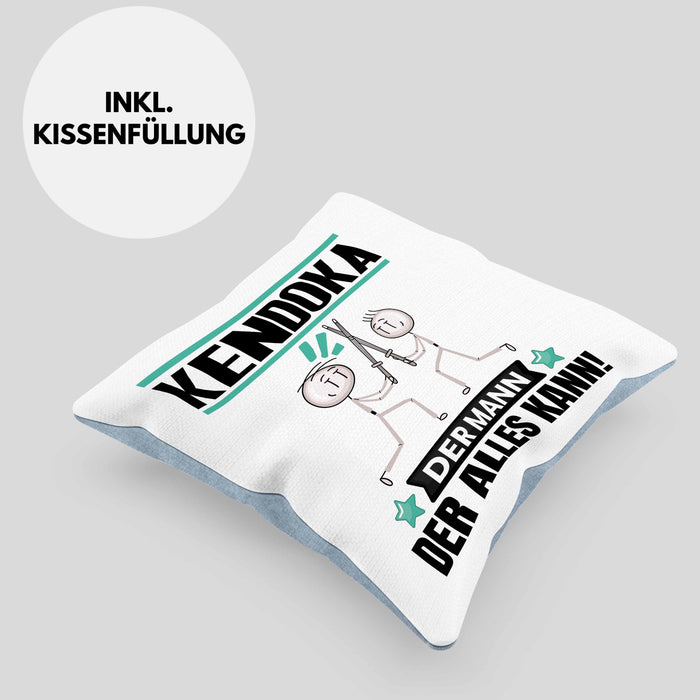 Kendoka Kissen mit Füllung 40x40 Geschenk für Kendoka Der Mann Der Alles Kann Geschenkidee zum Geburtstag (Grau) Blau Trendation