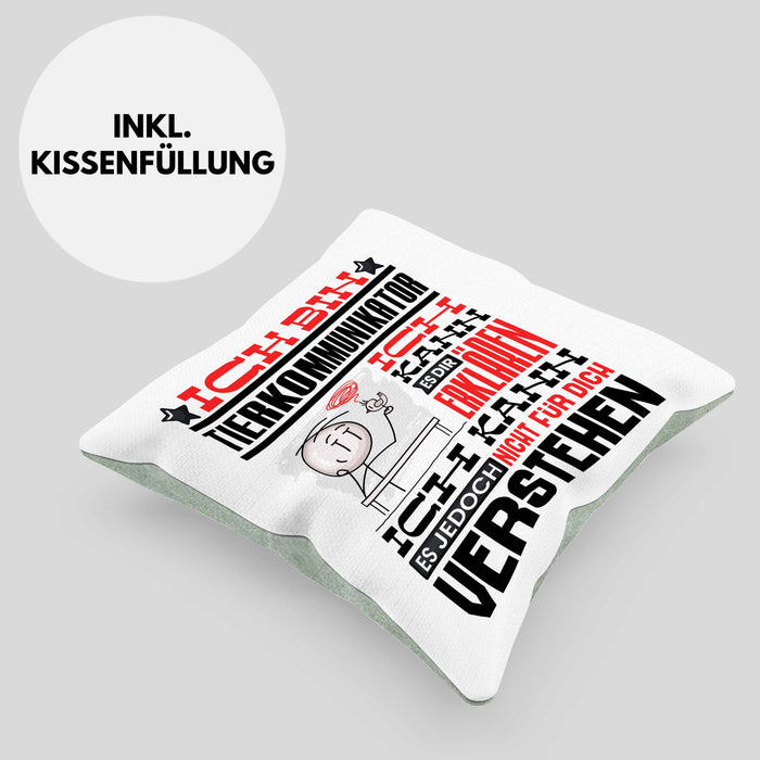 Tierkommunikator Geschenk Kaffee-Kissen mit Füllung 40x40 Geschenkidee für Tierkommunikator Ich Bin Tierkommunikator Ich Kann Es Dir Erklären Jedoch Nicht Für Dich Verstehen Spruch Lustig (Grau) Grün Trendation