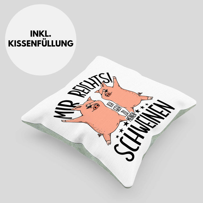 Lustige Kissen mit Füllung 40x40 Geschenk für Schweine-Bauer Geschenkidee Spruch (Grau) Grün Trendation