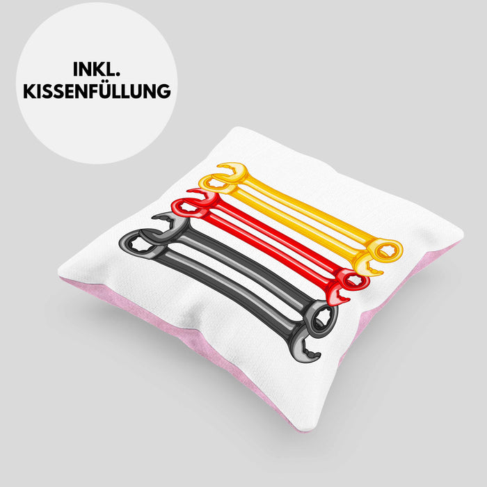 KFZ Mechaniker Geschenk Lustig Kissen mit Füllung 40x40 Automechaniker Mechatroniker Werkstatt Kissen mit Füllung 40x40 Deutschland Flagge (Grau) Rosa Trendation