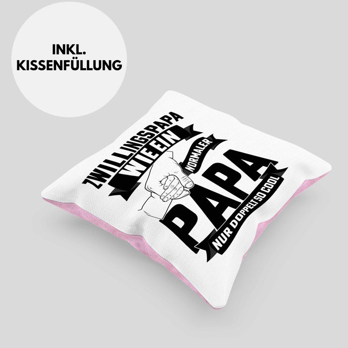 Zwillings-Papa Kissen mit Füllung 40x40 Geschenk WIe Ein Normaler Papa Nur Doppelt So Cool Vatertag Geschenkidee Zwillinge (Grau) Rosa Trendation