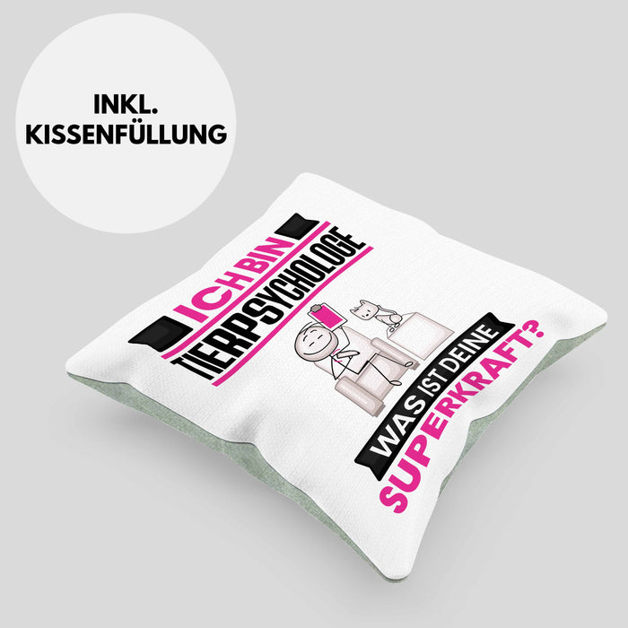Tierpsychologe Kissen mit Füllung 40x40 Geschenk für Tierpsychologe Geburtstag Lustiger Spruch Was Ist Deine Superkraft (Grau) Grün Trendation