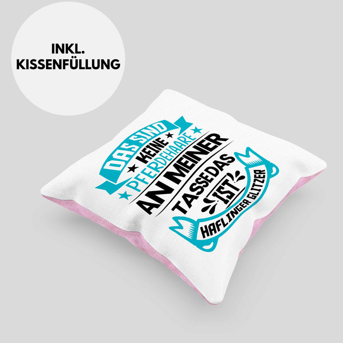 Haflinger Kissen mit Füllung 40x40 Geschenk Pferde-Liebhaberin Haflinger-Liebhaberin Geschenkidee Pferde Reiterin (Grau) Rosa Trendation