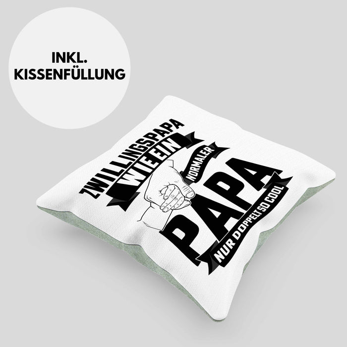 Zwillings-Papa Kissen mit Füllung 40x40 Geschenk WIe Ein Normaler Papa Nur Doppelt So Cool Vatertag Geschenkidee Zwillinge (Grau) Grün Trendation