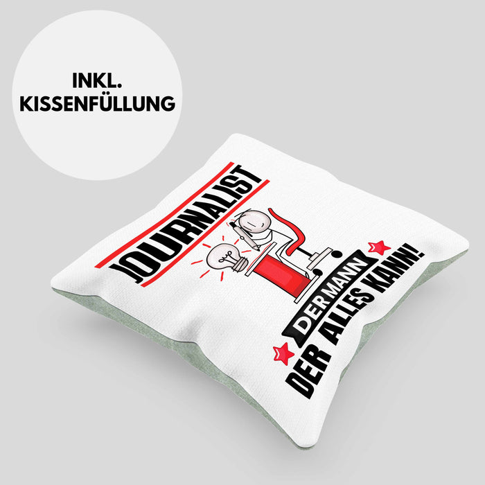 Journalist Kissen mit Füllung 40x40 Geschenk für Journalist Der Mann Der Alles Kann Geschenkidee zum Geburtstag (Grau) Grün Trendation