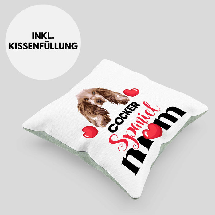 Cocker Spaniel Besitzer Mom Mama Kissen mit Füllung 40x40 Geschenk Lustiger Spruch Geschenkidee Cocker Spaniel Besitzerin (Grau) Grün Trendation