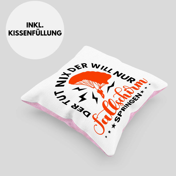 Kissen mit Füllung 40x40 Fallschirmspringer Geschenk Spruch Geschenkidee Fallschirm Springer (Grau) Rosa Trendation