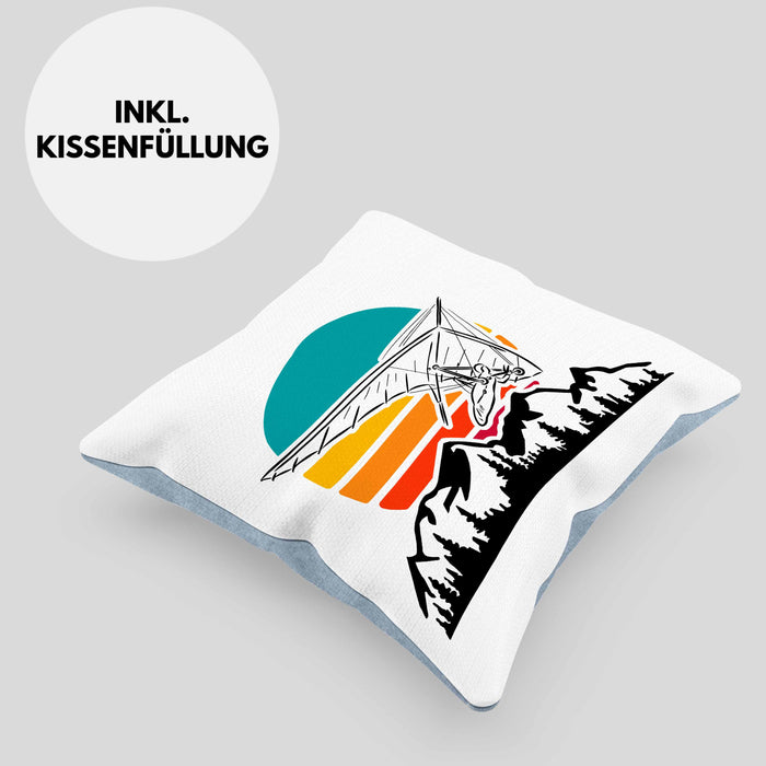 Kissen mit Füllung 40x40 Drachenflieger-Grafik Geschenk Drachenfliegen Drachenflieger Hängegleiter (Grau) Blau Trendation