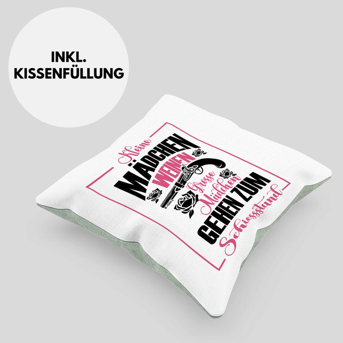Mädchen Kissen mit Füllung 40x40 Geschenk für schießbegeisterte Mädchen Schützenfest-Fans Mädels (Grau) Grün Trendation