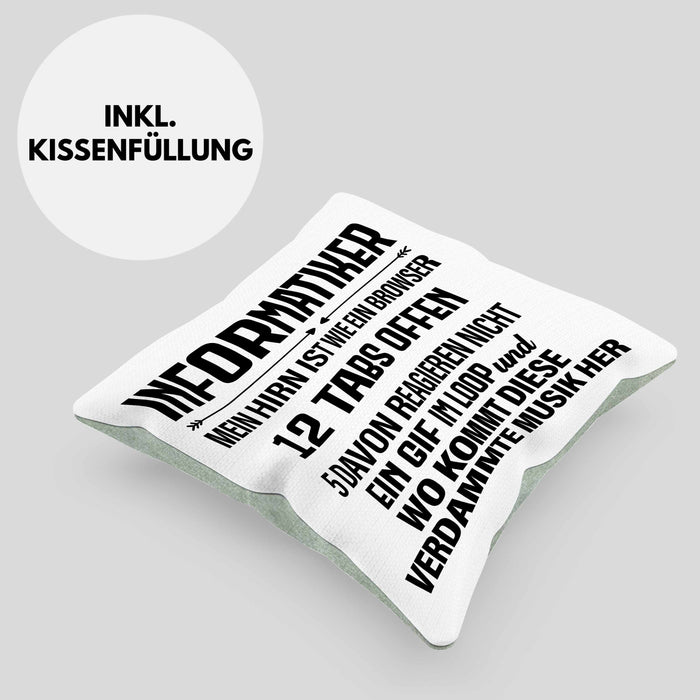 Informatiker Kissen mit Füllung 40x40 Geschenk Programmierer Gadget Lustig Geschenkidee Männer Zubehör Informatiklehrer IT Programmierer (Grau) Grün Trendation