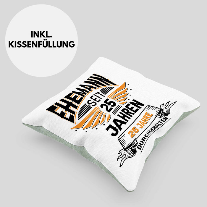 Ehemann Seit 25 Jahre Hochzeitstag Geschenk Lustiger Spruch Bester Ehemann JubiläumKissen mit Füllung 40x40 (Grau) Grün Trendation