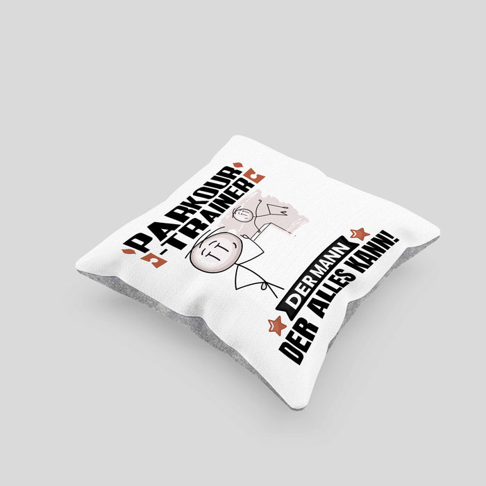 Parkour-Trainer Kissen mit Füllung 40x40 Geschenk für Parkour-Trainer Der Mann Der Alles Kann Geschenkidee zum Geburtstag (Grau) Grau Trendation