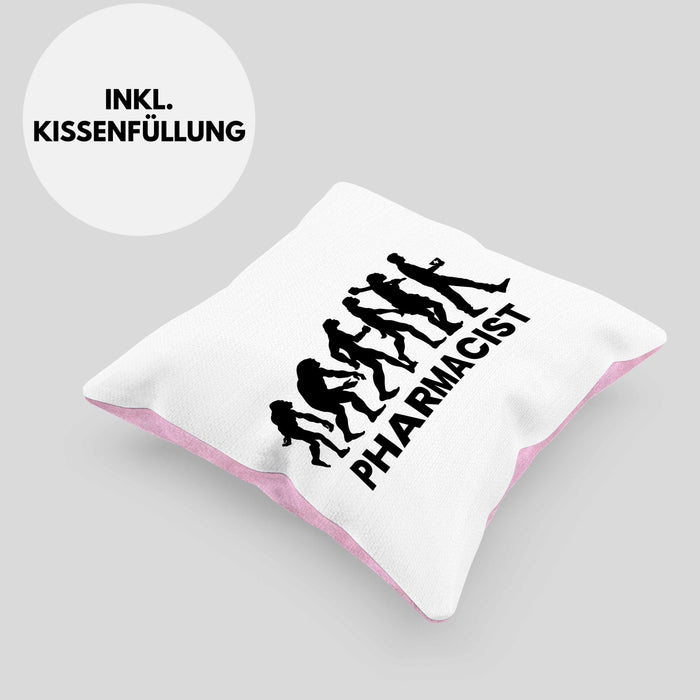 Apotheker Kissen mit Füllung 40x40 Geschenk Apothekerin Geschenkidee Evolution (Grau) Rosa Trendation