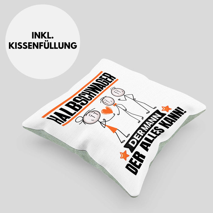 Halbschwager Kissen mit Füllung 40x40 Geschenk für Halbschwager Der Mann Der Alles Kann Geschenkidee zum Geburtstag (Grau) Grün Trendation
